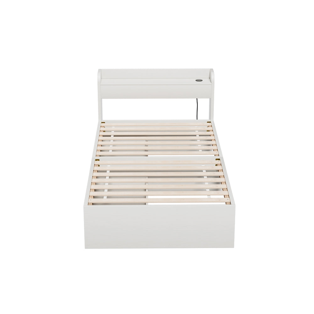 Beds & Bed Frames: Artiss Bed Frame Single Size Mattress Base wtih Charging Ports 2 Storage Drawers
