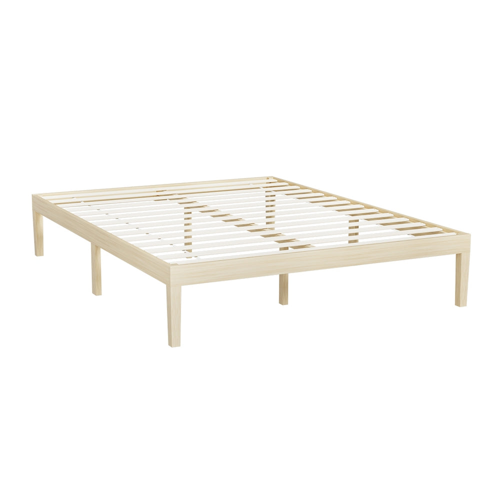 Beds & Bed Frames: Artiss Bed Frame Double Size Wooden Base Mattress Platform Timber Pine BRUNO