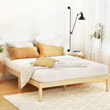 Beds & Bed Frames: Artiss Bed Frame Double Size Wooden Base Mattress Platform Timber Pine BRUNO