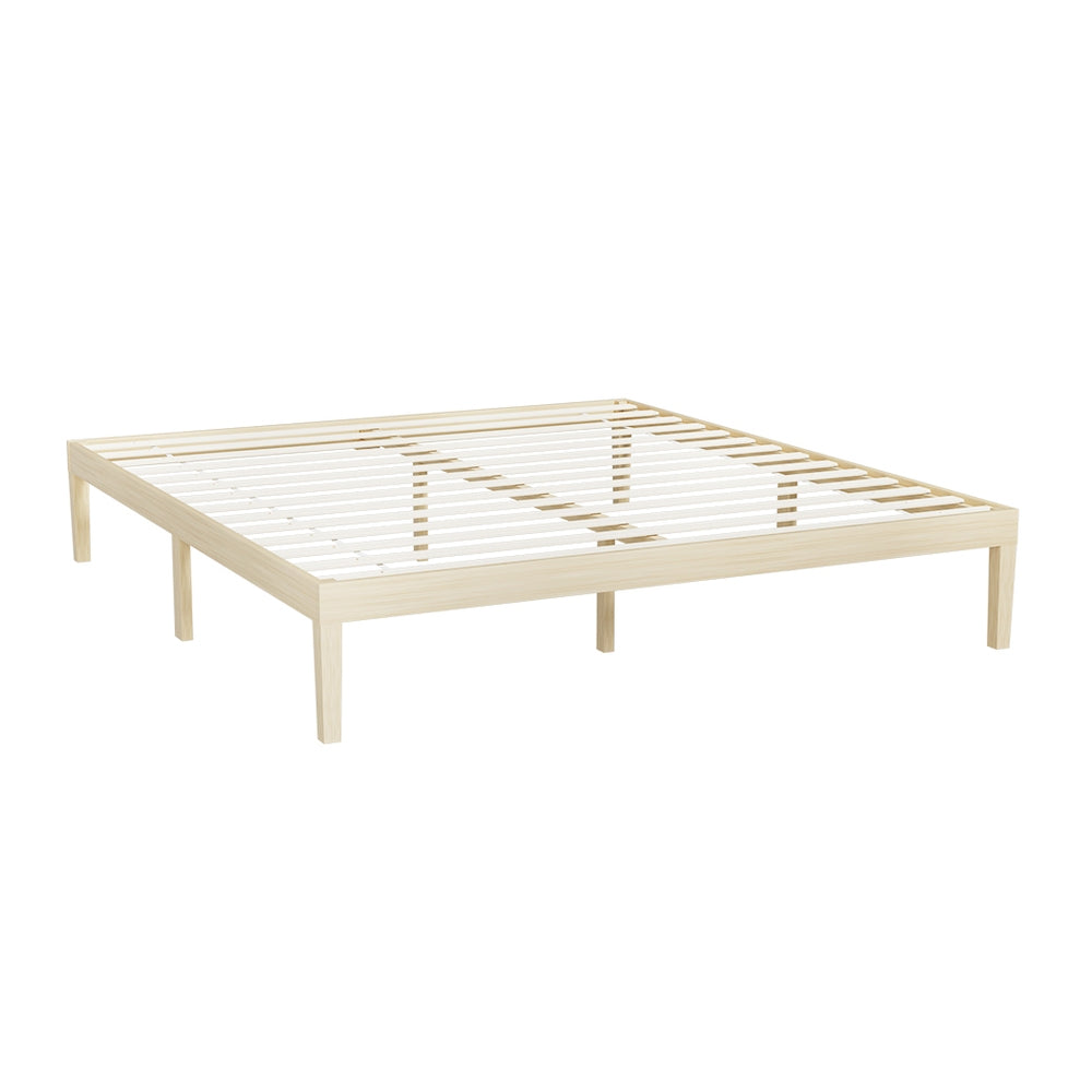 Beds & Bed Frames: Artiss Bed Frame King Size Wooden Base Mattress Platform Timber Pine BRUNO