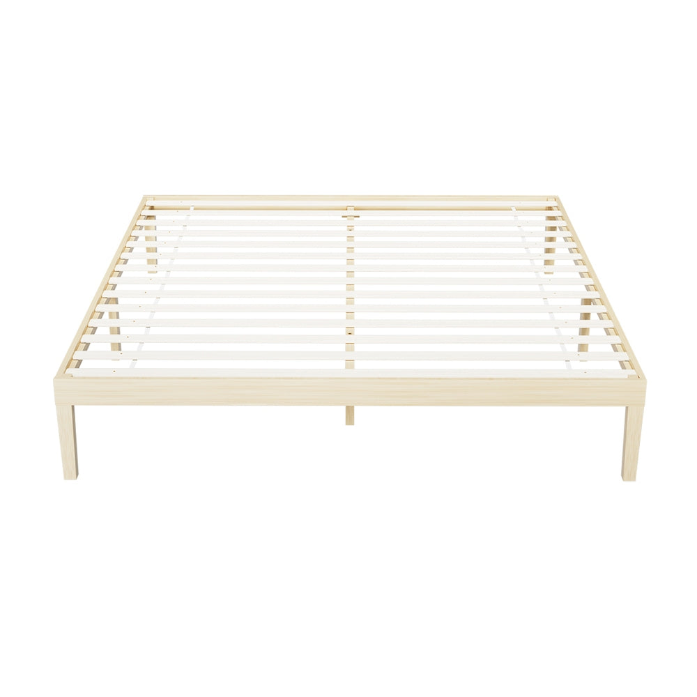 Beds & Bed Frames: Artiss Bed Frame King Size Wooden Base Mattress Platform Timber Pine BRUNO