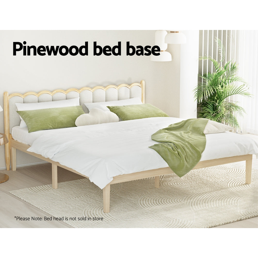 Beds & Bed Frames: Artiss Bed Frame King Size Wooden Base Mattress Platform Timber Pine BRUNO