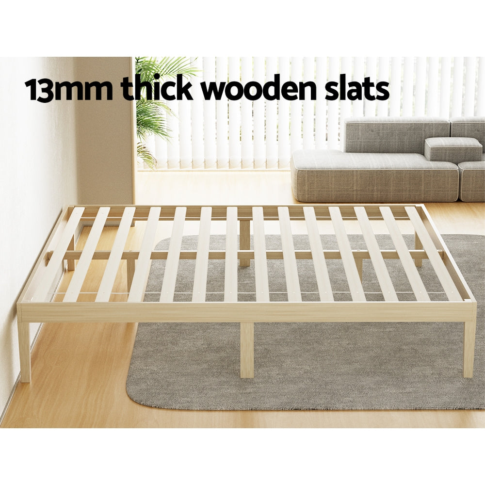 Beds & Bed Frames: Artiss Bed Frame King Size Wooden Base Mattress Platform Timber Pine BRUNO