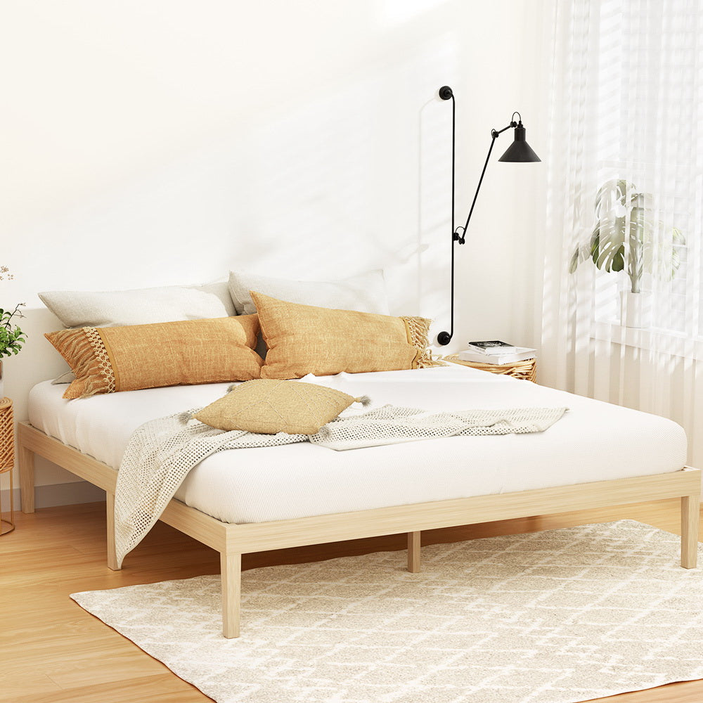 Beds & Bed Frames: Artiss Bed Frame King Size Wooden Base Mattress Platform Timber Pine BRUNO