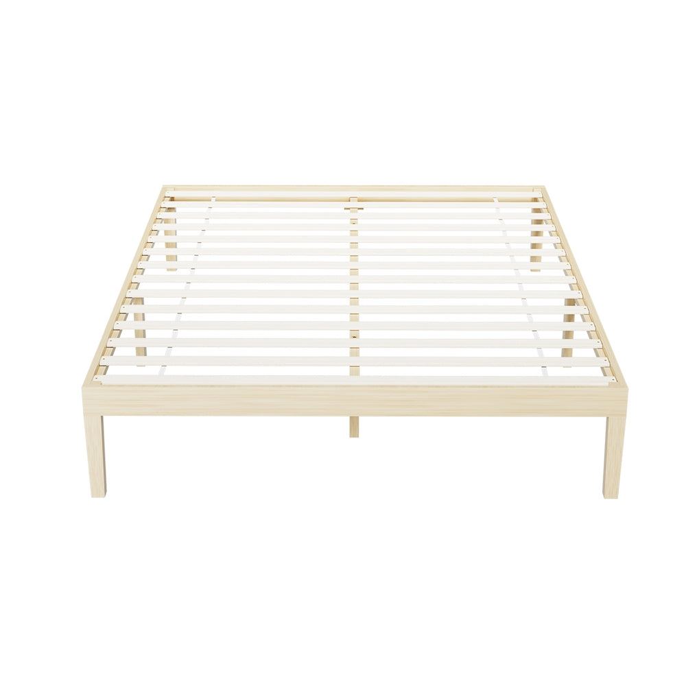 Beds & Bed Frames: Artiss Bed Frame Queen Size Wooden Base Mattress Platform Timber Pine BRUNO