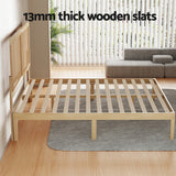 Beds & Bed Frames: Artiss Bed Frame Double Size with Rattan Headboard Wooden Bed Base BRUNO