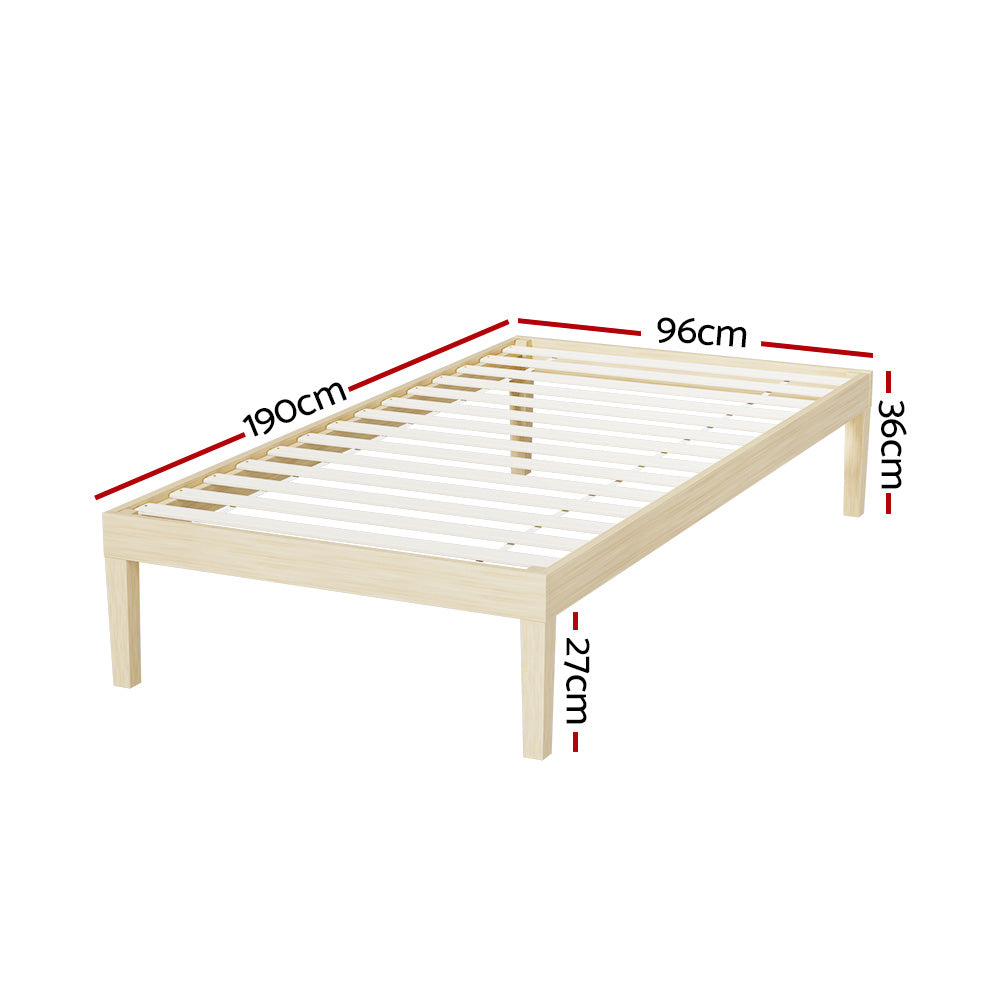 Beds & Bed Frames: Artiss Bed Frame Single Size Wooden Base Mattress Platform Timber Pine BRUNO