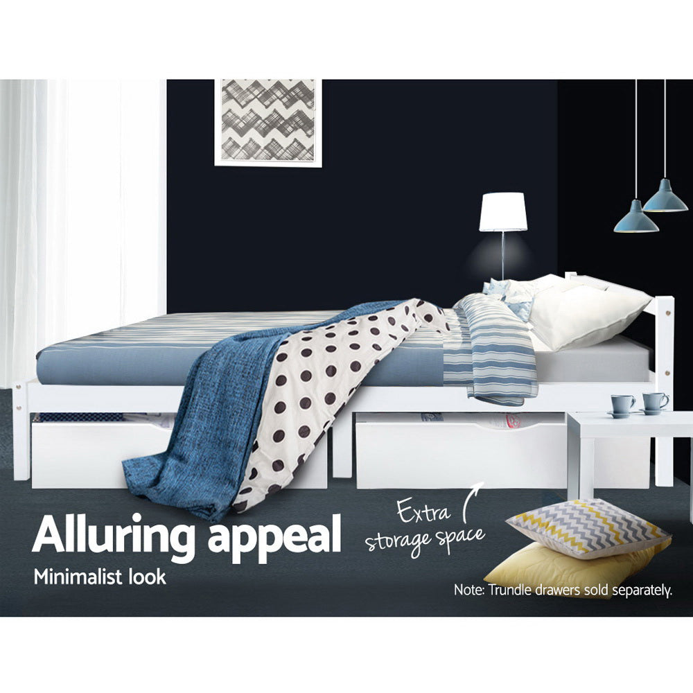 Beds & Bed Frames: Artiss Bed Frame Double Size Wooden White LEXI