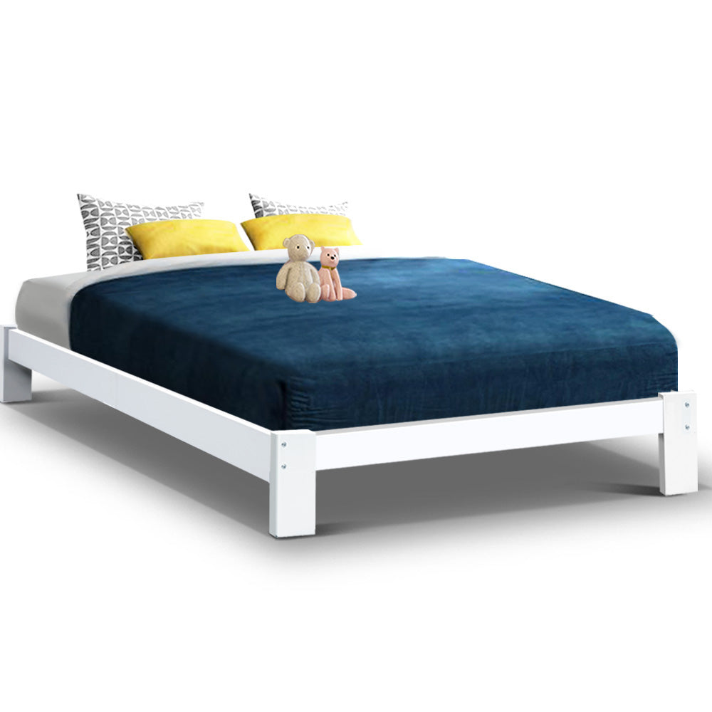 Beds & Bed Frames: Artiss Bed Frame Double Size Wooden White JADE