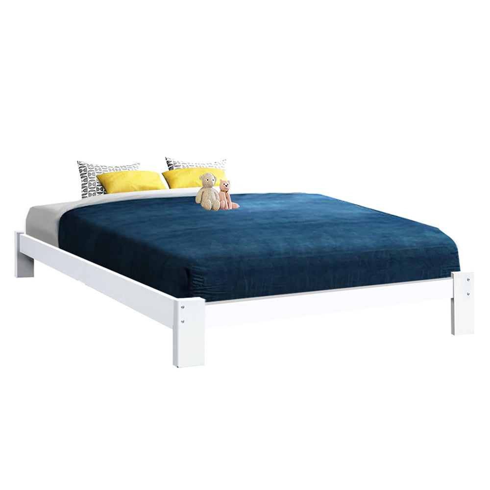 Beds & Bed Frames: Artiss Bed Frame Queen Size Wooden White JADE