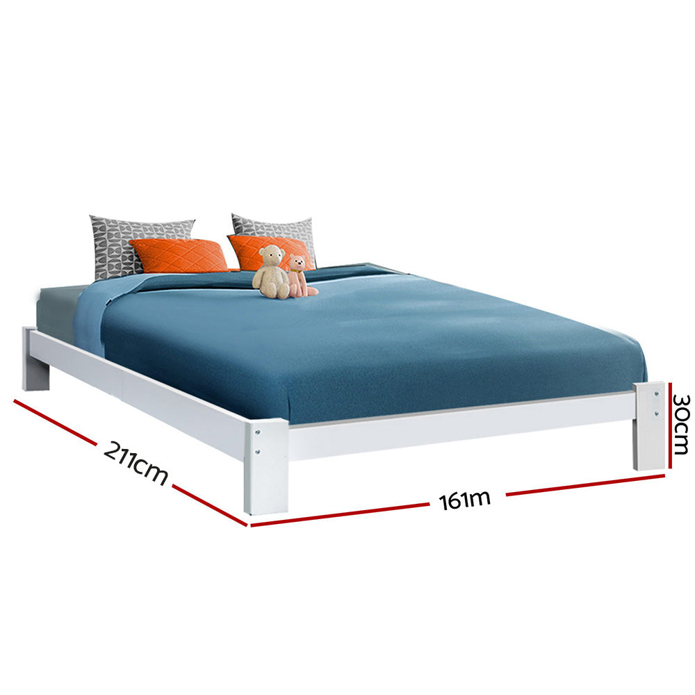 Beds & Bed Frames: Artiss Bed Frame Queen Size Wooden White JADE