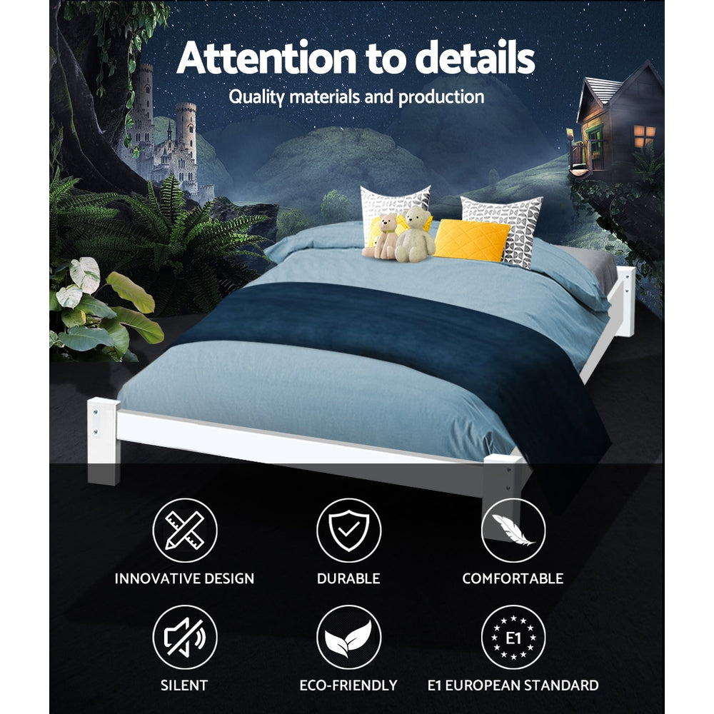 Beds & Bed Frames: Artiss Bed Frame Queen Size Wooden White JADE