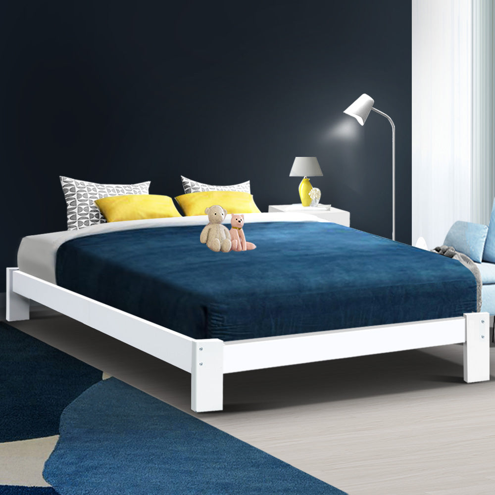 Beds & Bed Frames: Artiss Bed Frame Queen Size Wooden White JADE