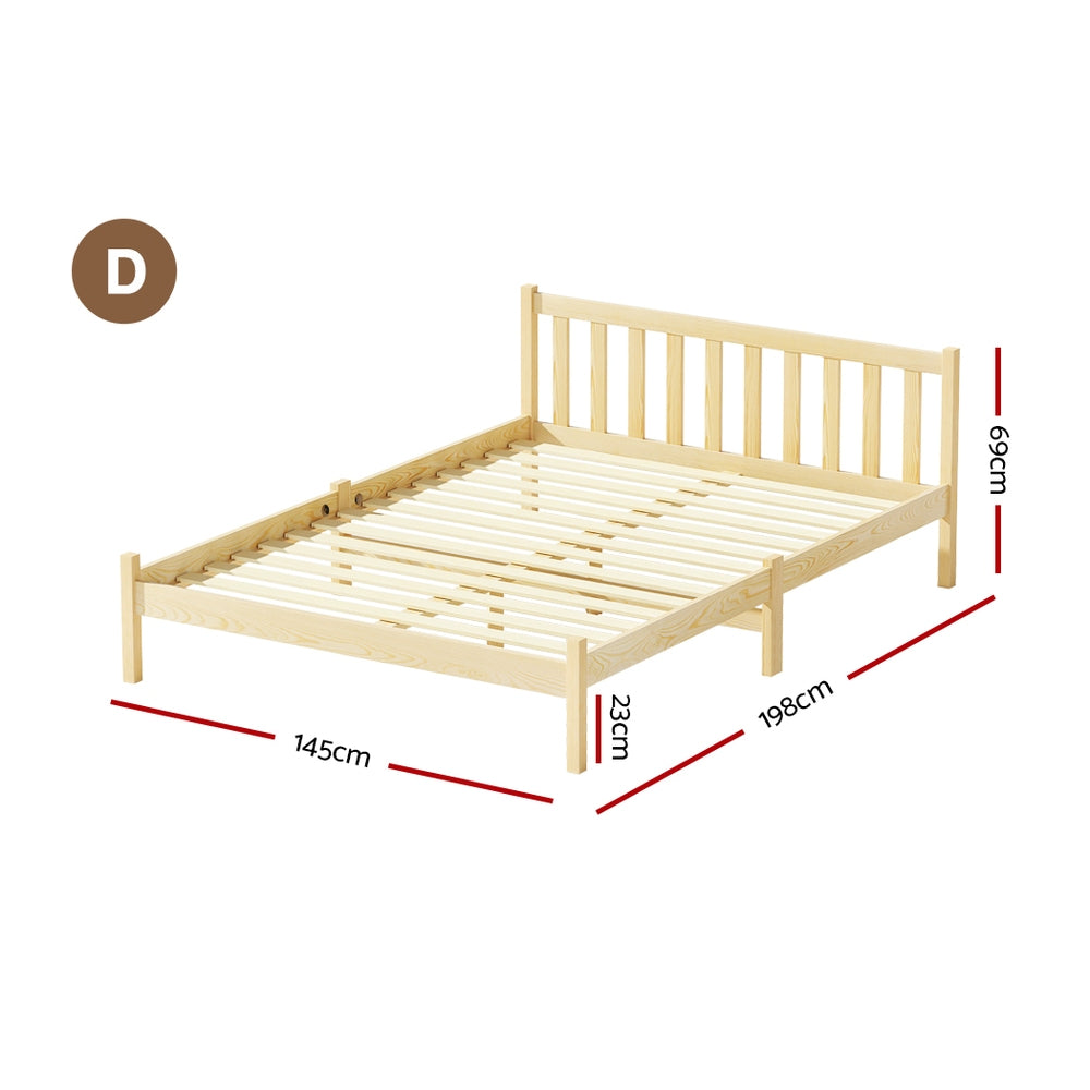Beds & Bed Frames: Artiss Bed Frame Double Size Wooden Oak SOFIE