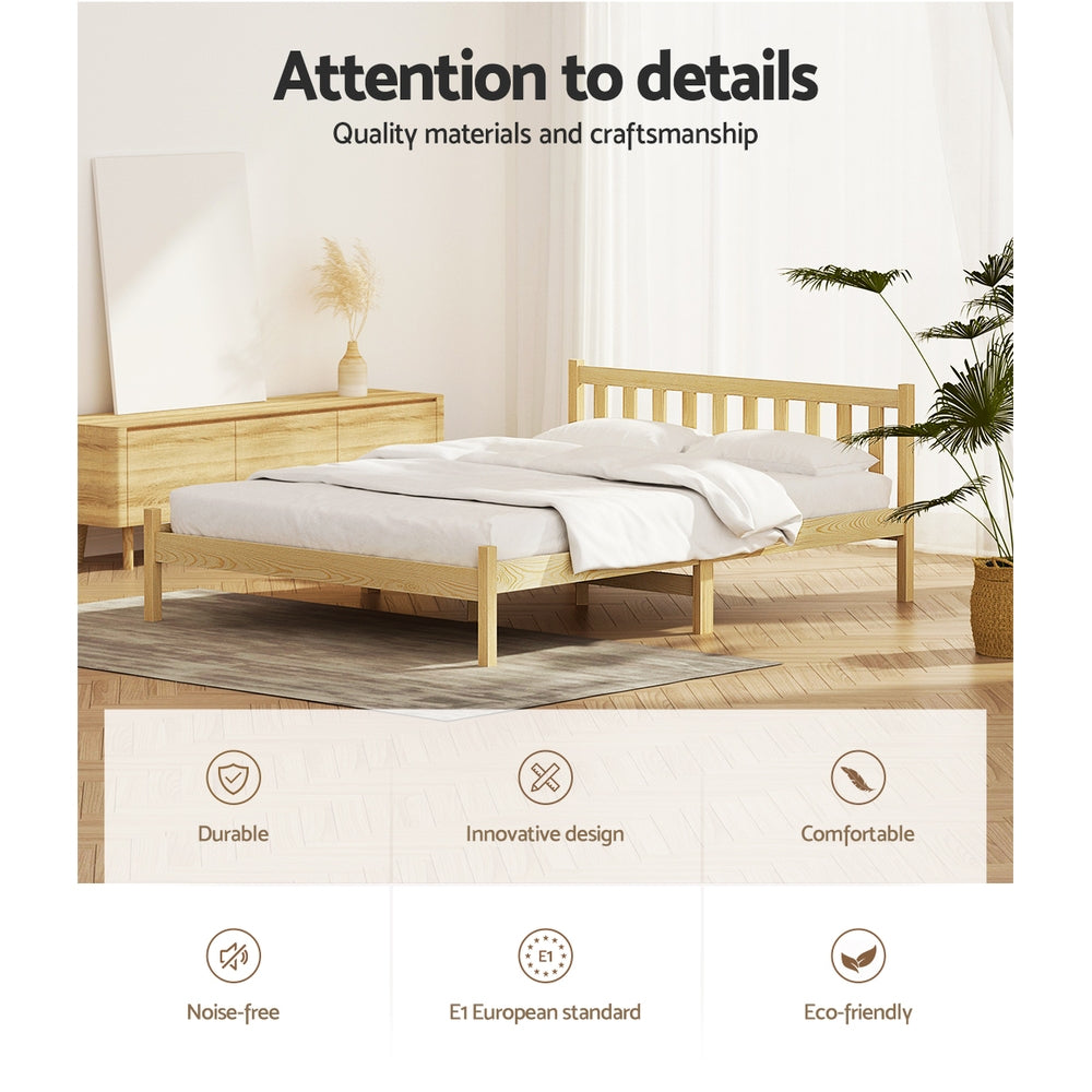 Beds & Bed Frames: Artiss Bed Frame Double Size Wooden Oak SOFIE