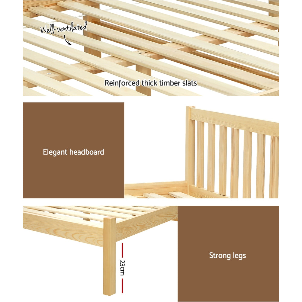 Beds & Bed Frames: Artiss Bed Frame Double Size Wooden Oak SOFIE