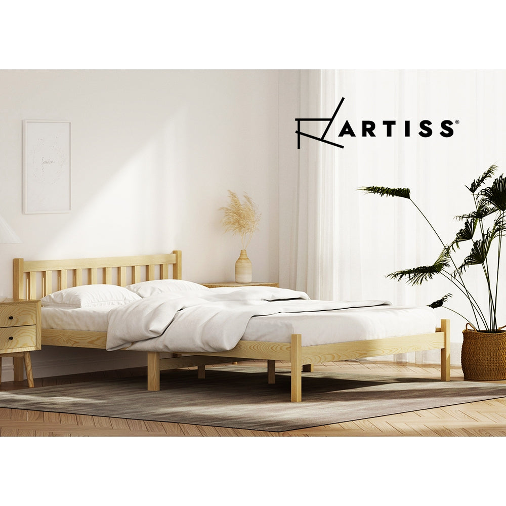 Beds & Bed Frames: Artiss Bed Frame Double Size Wooden Oak SOFIE