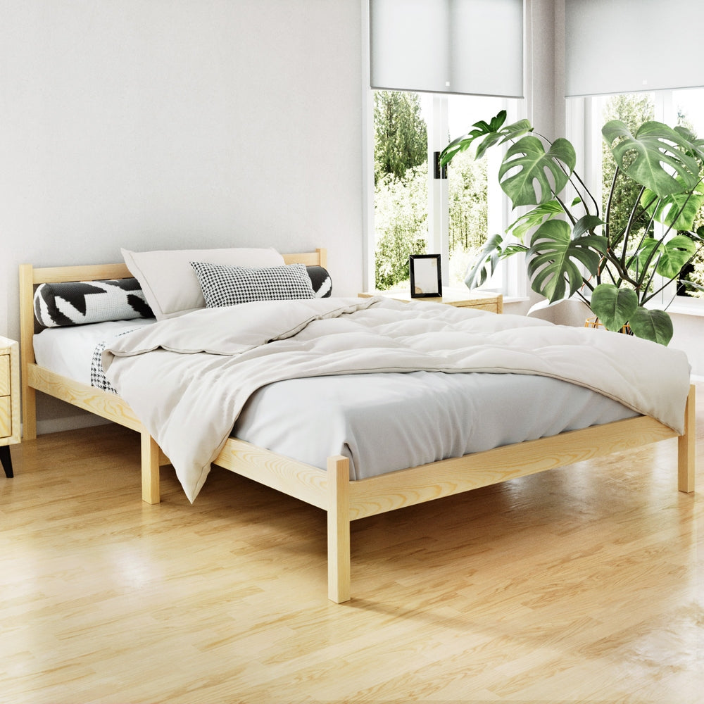 Beds & Bed Frames: Artiss Bed Frame Double Size Wooden Oak SOFIE