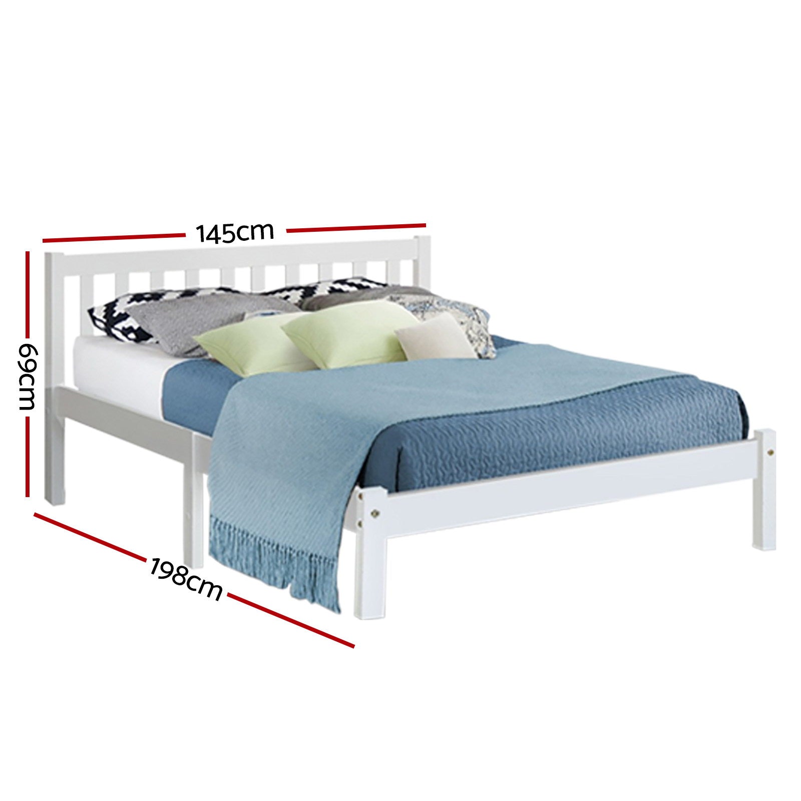 Beds & Bed Frames: Artiss Bed Frame Double Size Wooden White SOFIE