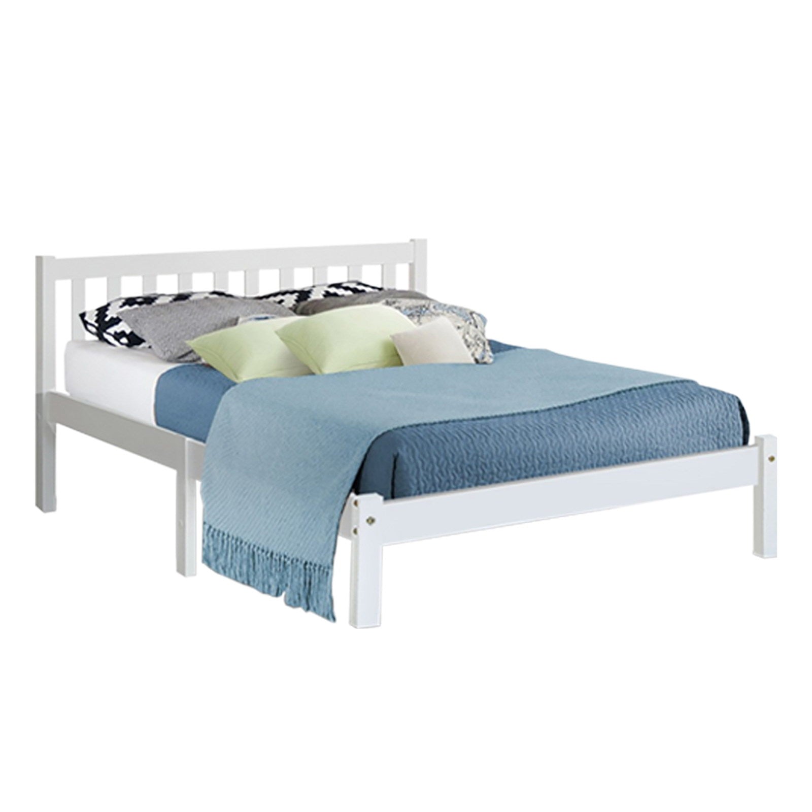 Beds & Bed Frames: Artiss Bed Frame Double Size Wooden White SOFIE