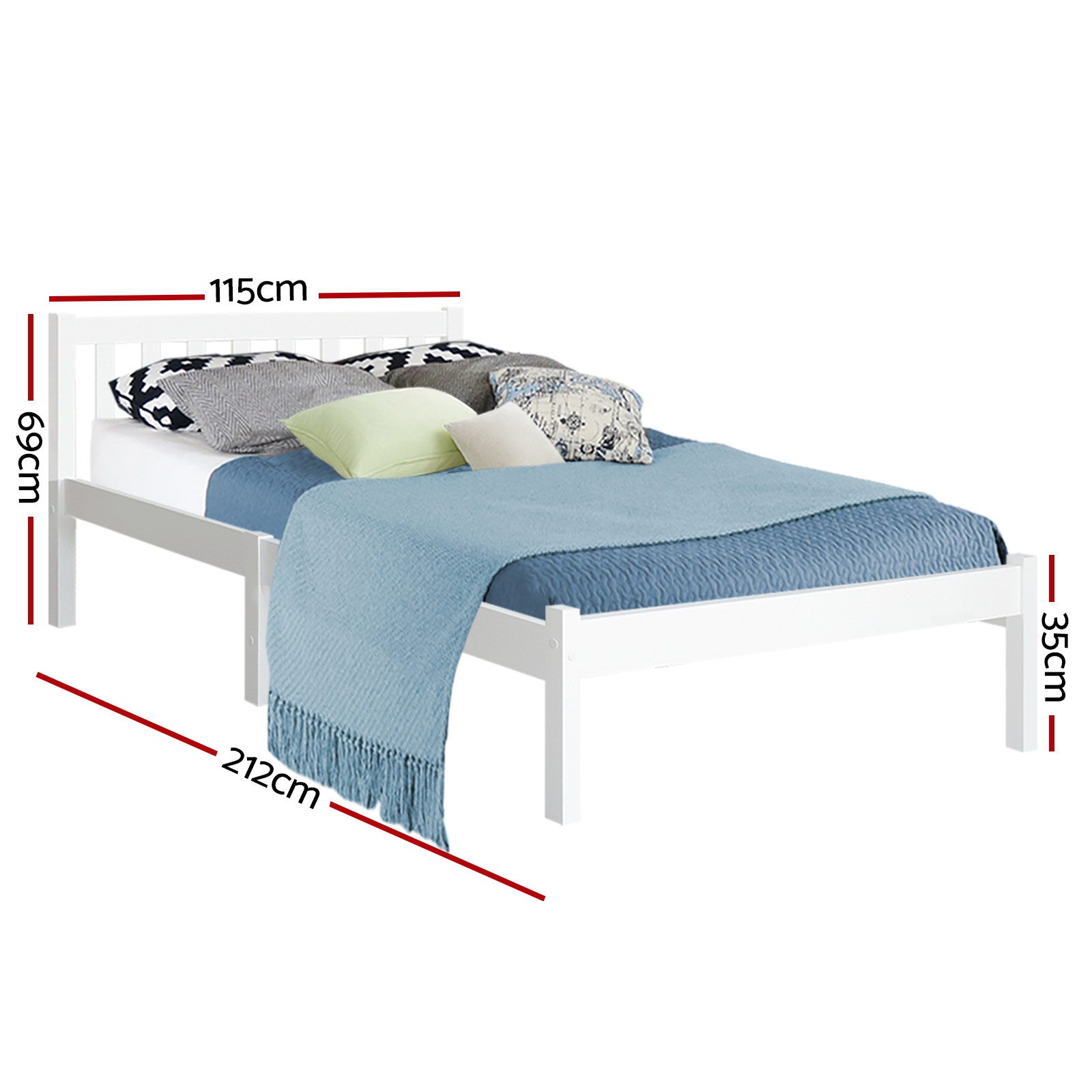 Beds & Bed Frames: Artiss Bed Frame King Single Size Wooden White SOFIE