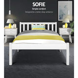 Artiss Bed Frame King Single Size Wooden White SOFIE