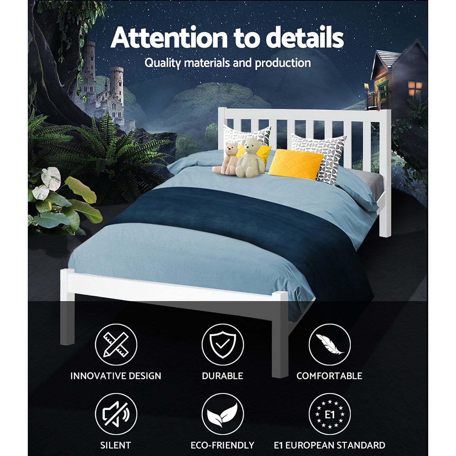 Beds & Bed Frames: Artiss Bed Frame King Single Size Wooden White SOFIE