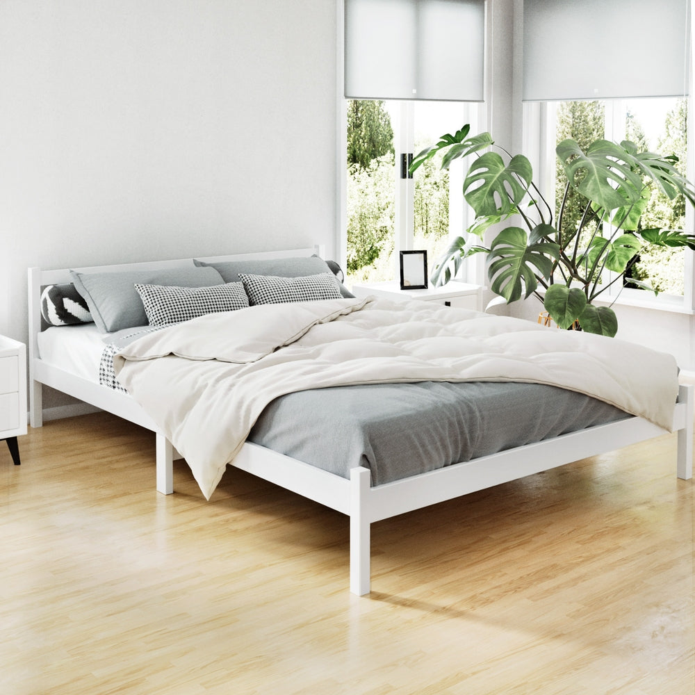 Beds & Bed Frames: Artiss Bed Frame Queen Size Wooden White SOFIE