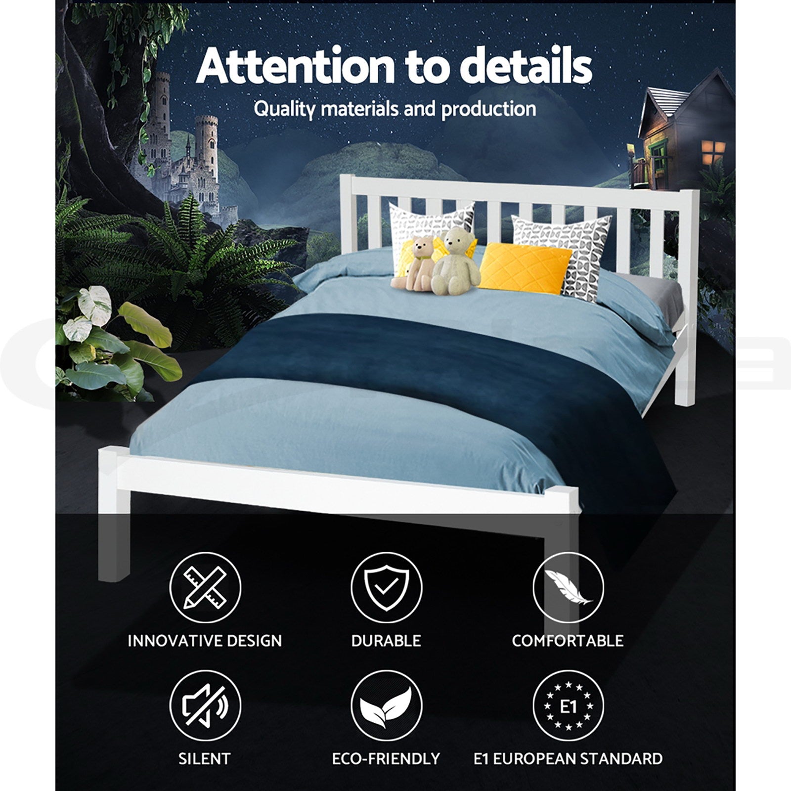Beds & Bed Frames: Artiss Bed Frame Queen Size Wooden White SOFIE