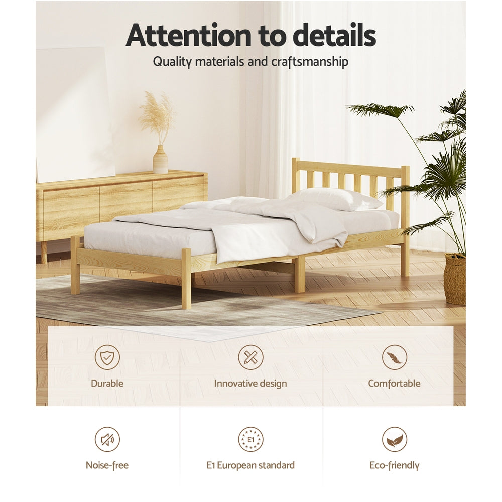 Beds & Bed Frames: Artiss Bed Frame Single Size Wooden Oak SOFIE