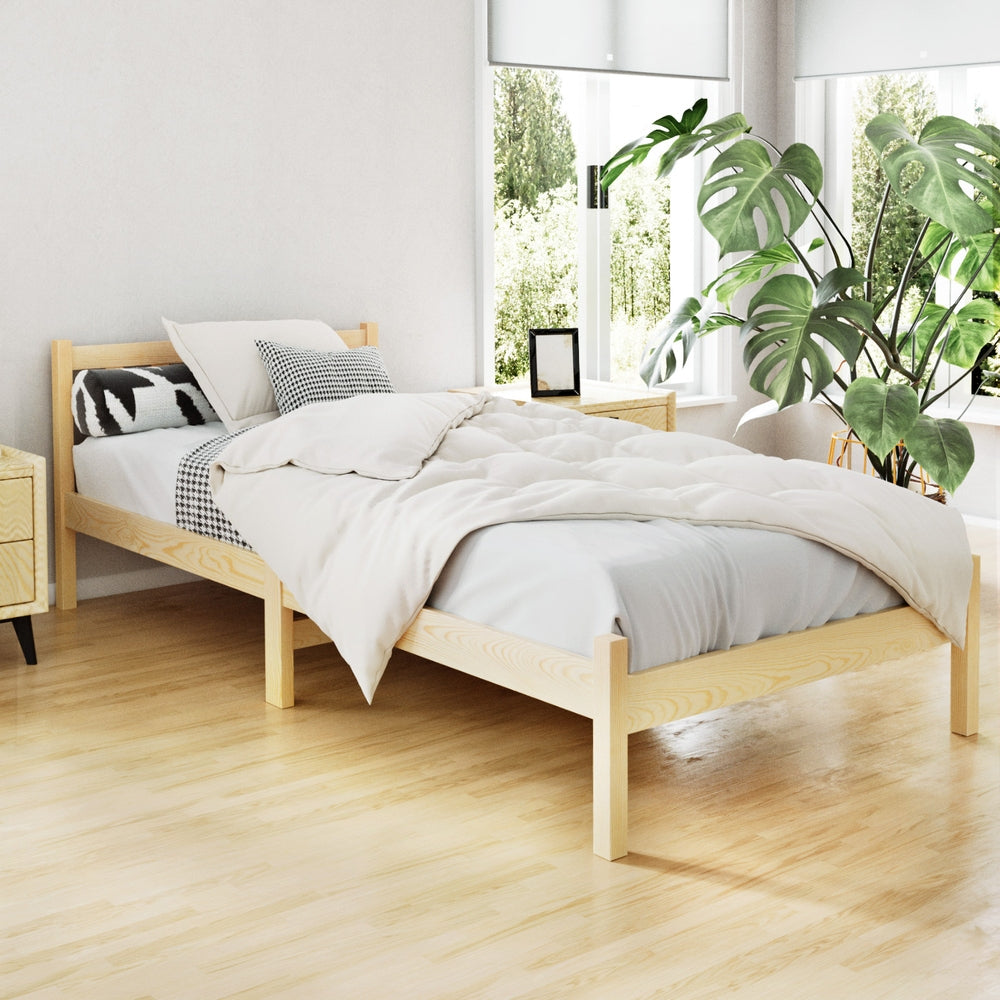 Beds & Bed Frames: Artiss Bed Frame Single Size Wooden Oak SOFIE