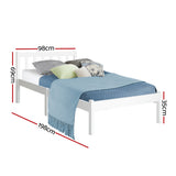 Beds & Bed Frames: Artiss Bed Frame Single Size Wooden White SOFIE