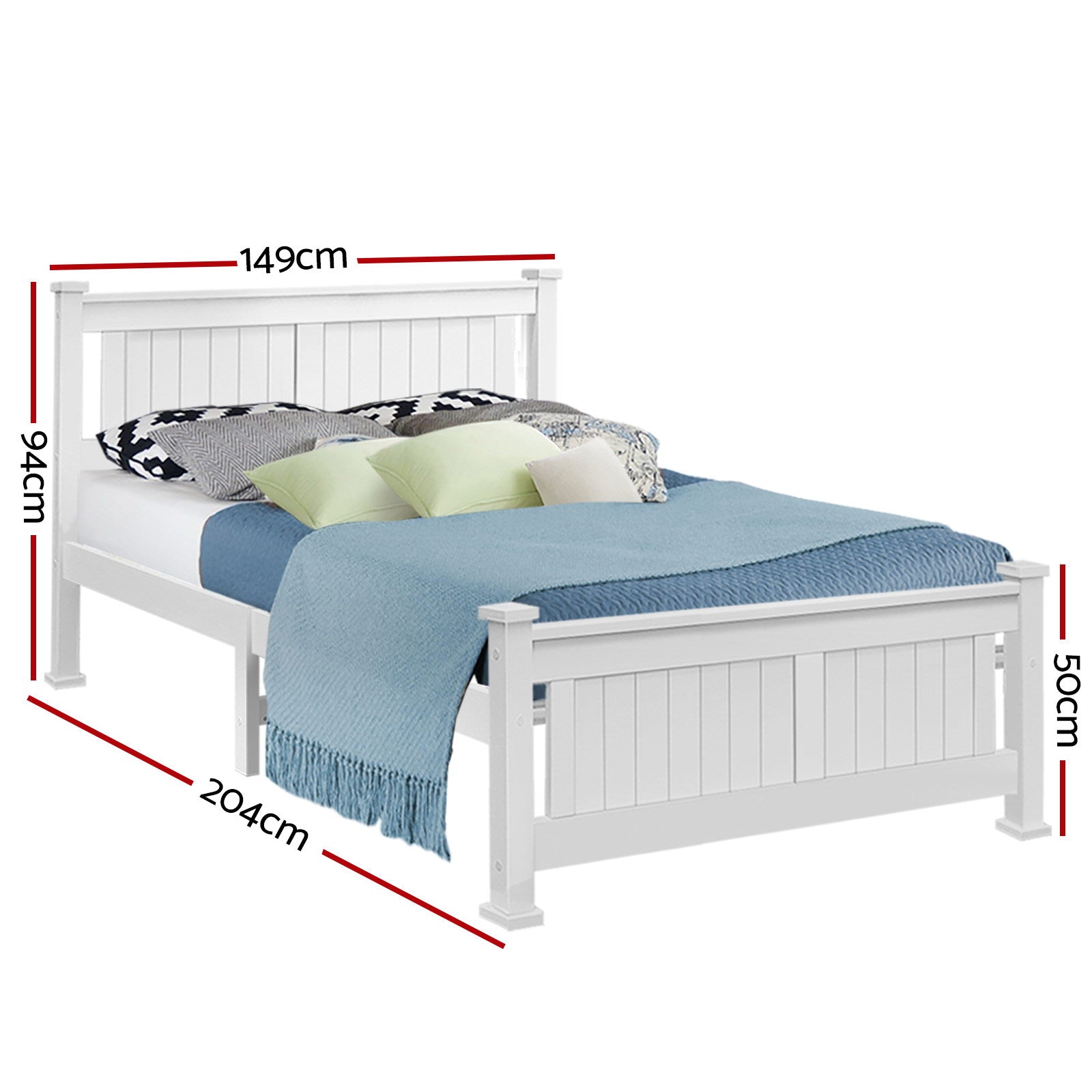 Beds & Bed Frames: Artiss Bed Frame Double Size Wooden White RIO
