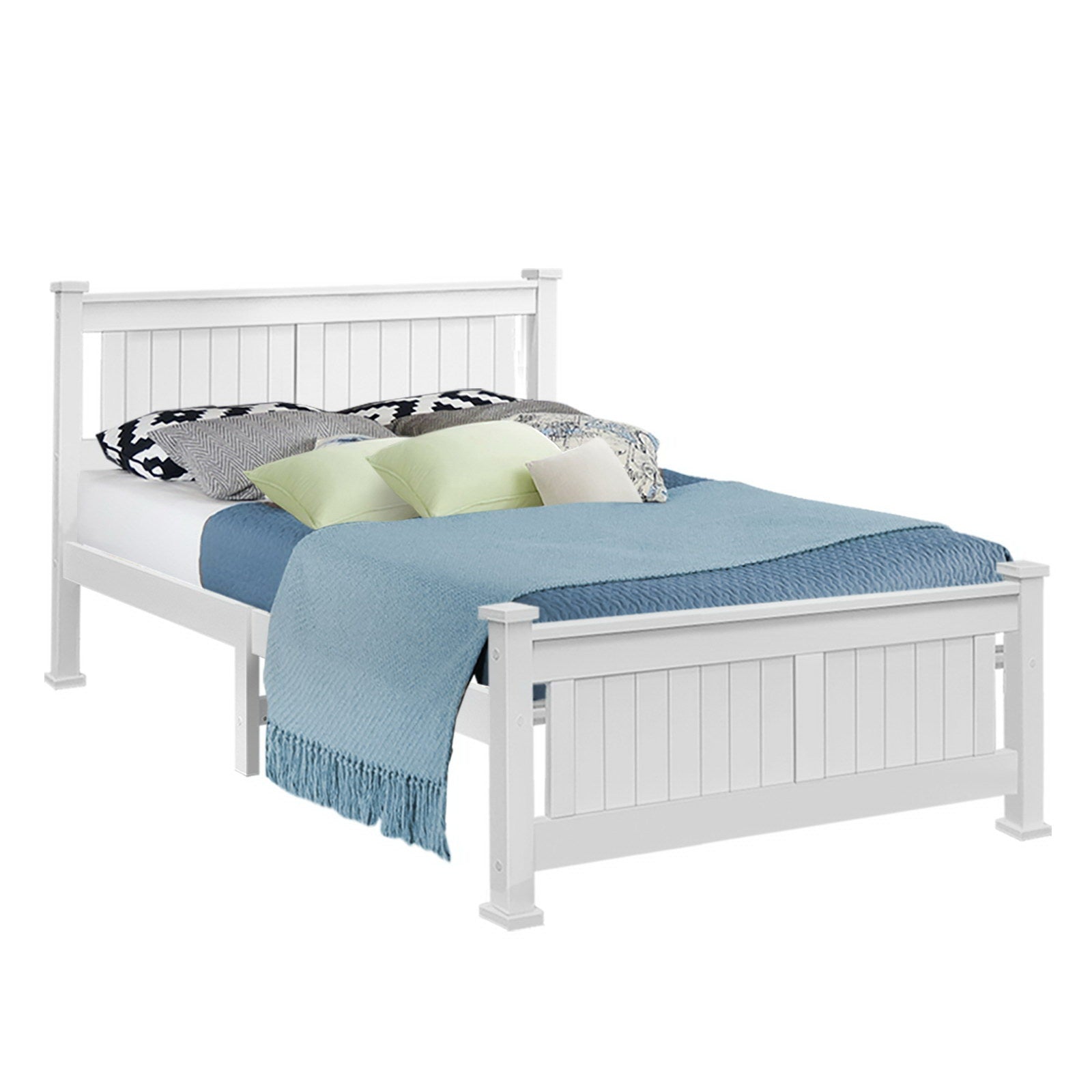 Beds & Bed Frames: Artiss Bed Frame Double Size Wooden White RIO