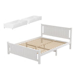 Beds & Bed Frames: Artiss Bed Frame Double Size Wooden Platform with 2 Storage Drawers White RIO