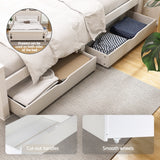 Beds & Bed Frames: Artiss Bed Frame Double Size Wooden Platform with 2 Storage Drawers White RIO