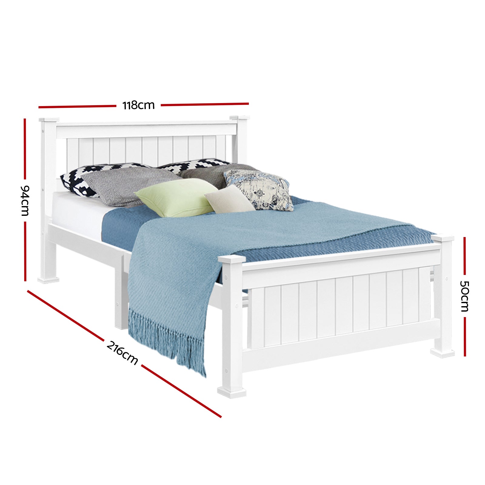 Beds & Bed Frames: Artiss Bed Frame King Single Size Wooden White RIO
