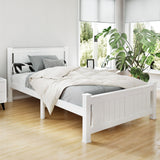 Artiss Bed Frame King Single Size Wooden White RIO