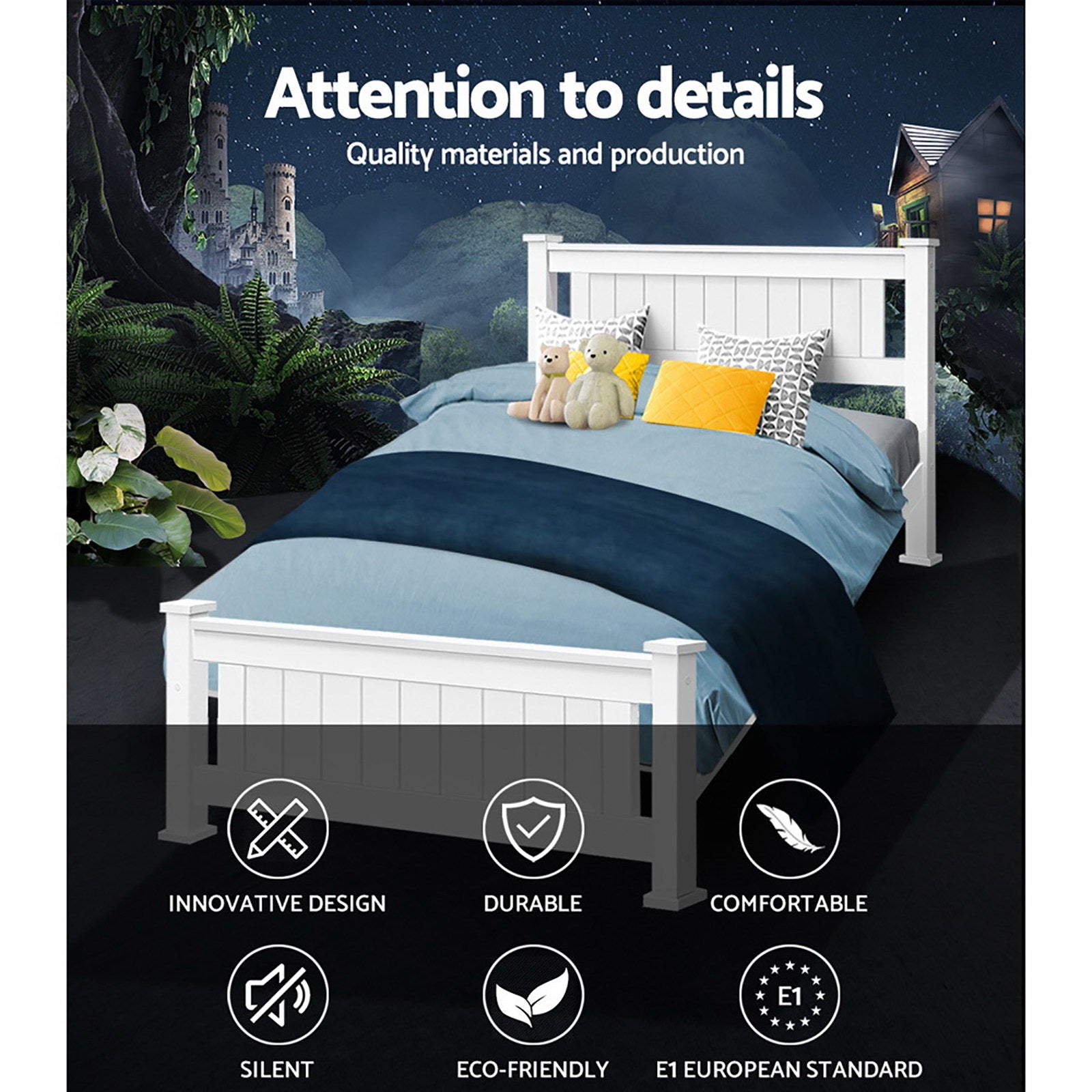 Beds & Bed Frames: Artiss Bed Frame King Single Size Wooden White RIO