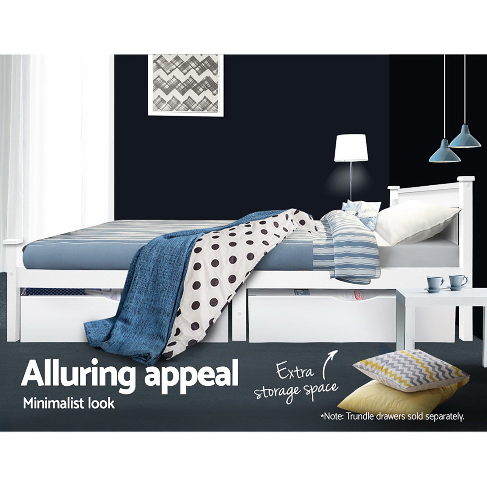 Beds & Bed Frames: Artiss Bed Frame King Single Size Wooden White RIO