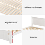 Artiss Bed Frame King Single Size Wooden Platform with 2 Storage Drawers White RIO
