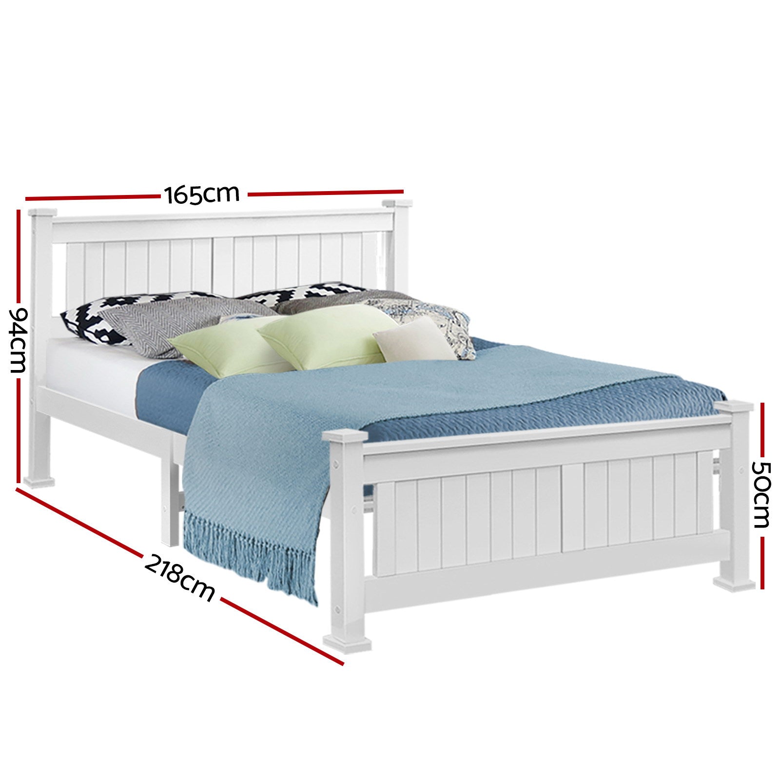 Beds & Bed Frames: Artiss Bed Frame Queen Size Wooden White RIO