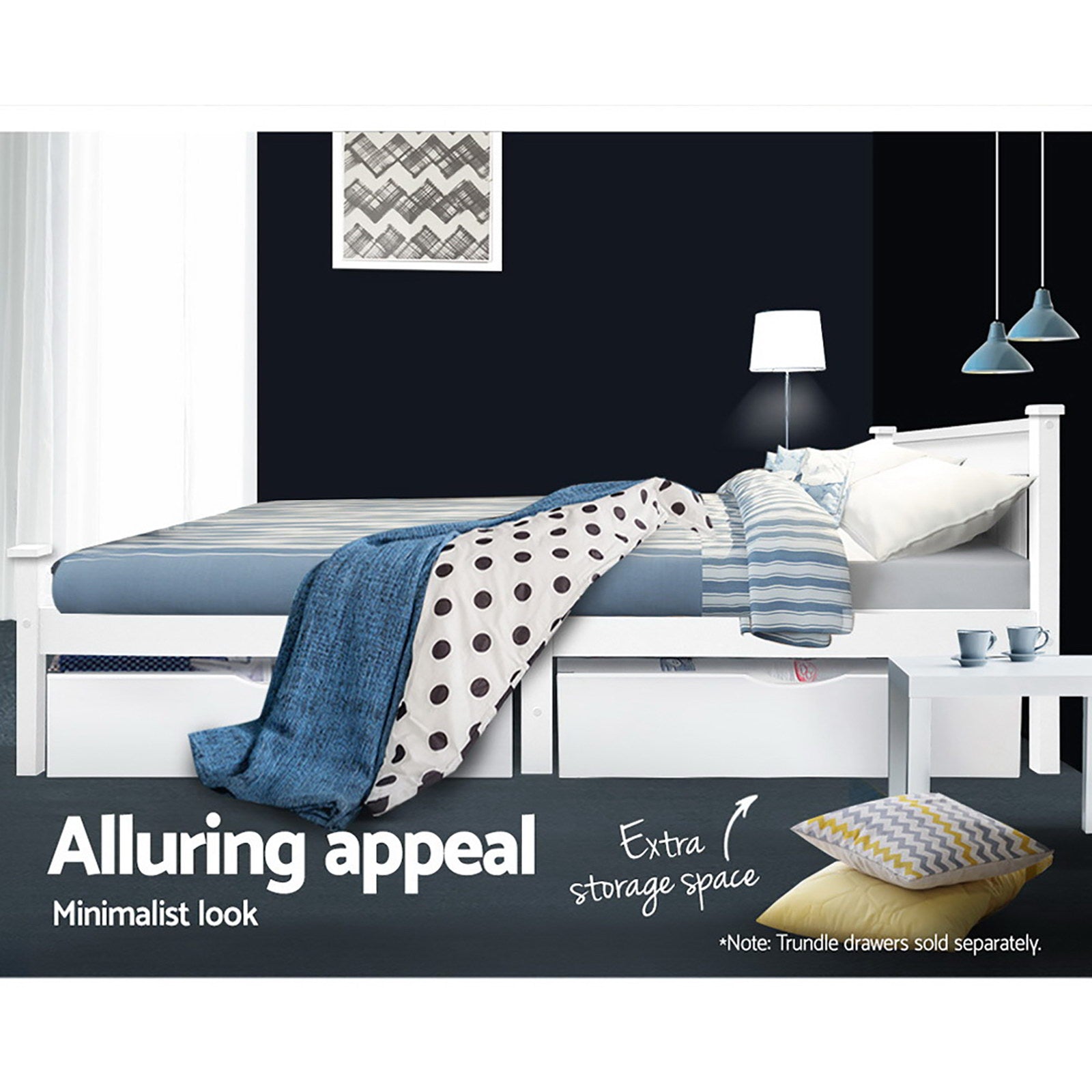 Beds & Bed Frames: Artiss Bed Frame Queen Size Wooden White RIO