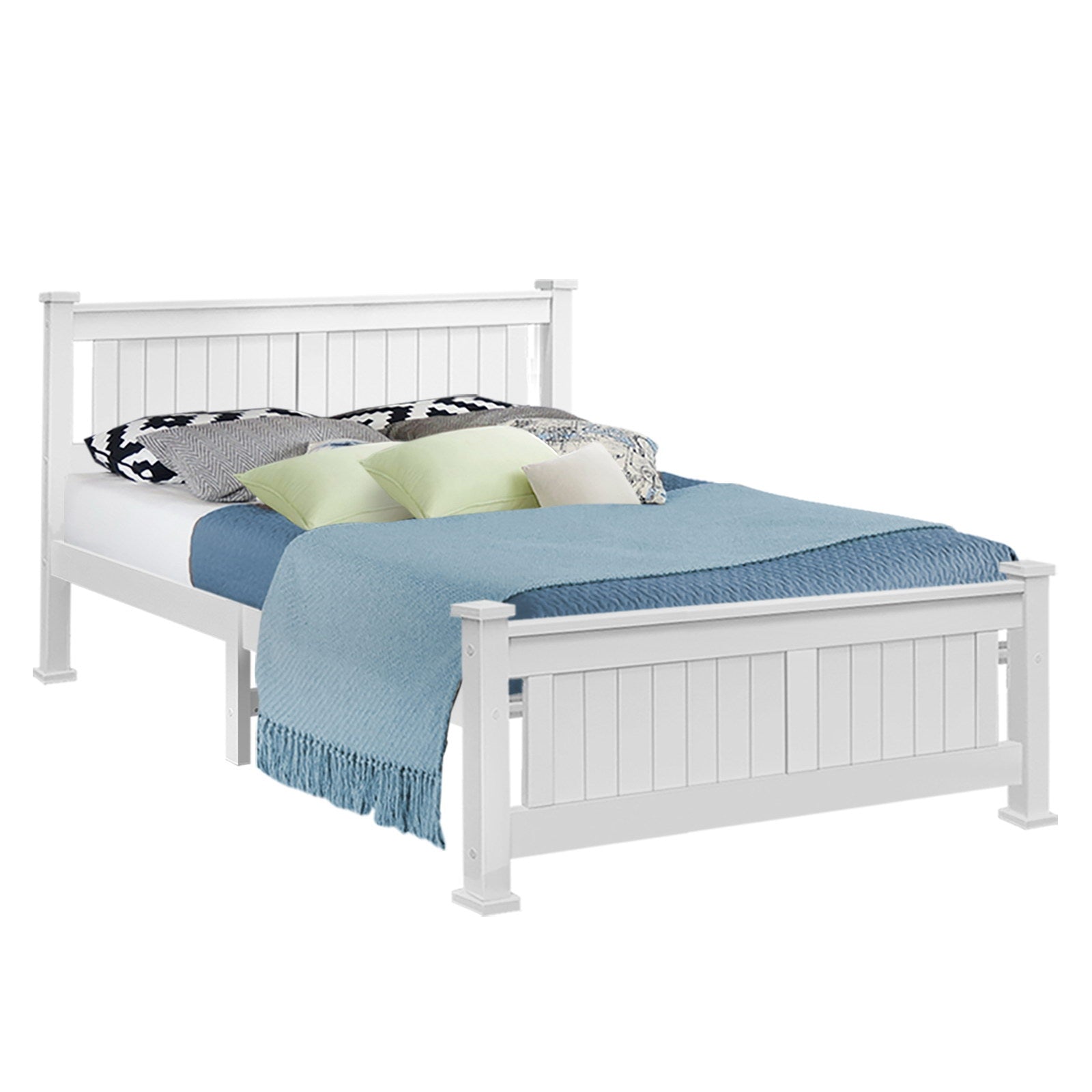 Beds & Bed Frames: Artiss Bed Frame Queen Size Wooden White RIO