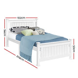 Beds & Bed Frames: Artiss Bed Frame Single Size Wooden White RIO