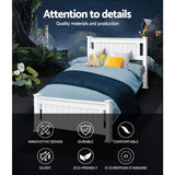 Beds & Bed Frames: Artiss Bed Frame Single Size Wooden White RIO
