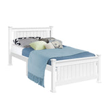Beds & Bed Frames: Artiss Bed Frame Single Size Wooden White RIO