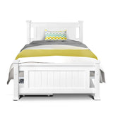 Artiss Bed Frame Single Size Wooden with 2 Drawers White RIO
