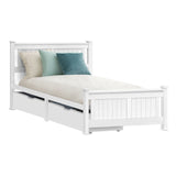 Artiss Bed Frame Single Size Wooden with 2 Drawers White RIO