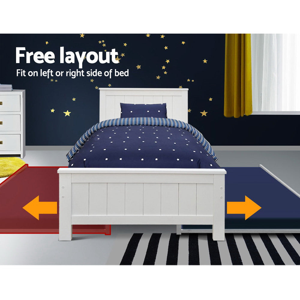 Beds & Bed Frames: Artiss Bed Frame King Single Size Wooden Trundle Daybed White ELVIS